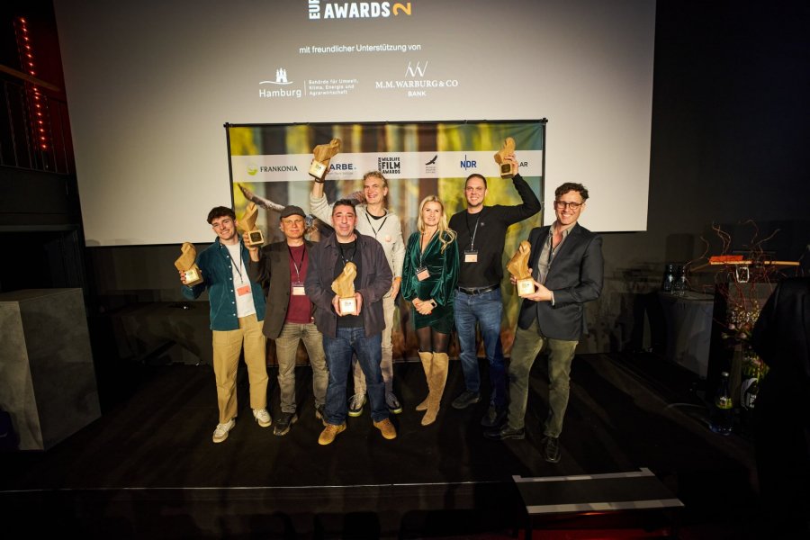 Die diesjährigen Preisträger (v. l. n. r.): Jonas Steiner, Zoltan Török, Nathanaël Friloux, Christian Baumeister, Joanna Hennicke, Alexander Sommer, Patrick Centurioni